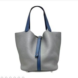 Hermes Picotin 22 Gray and Blue Bag with Piladium hardware, like new